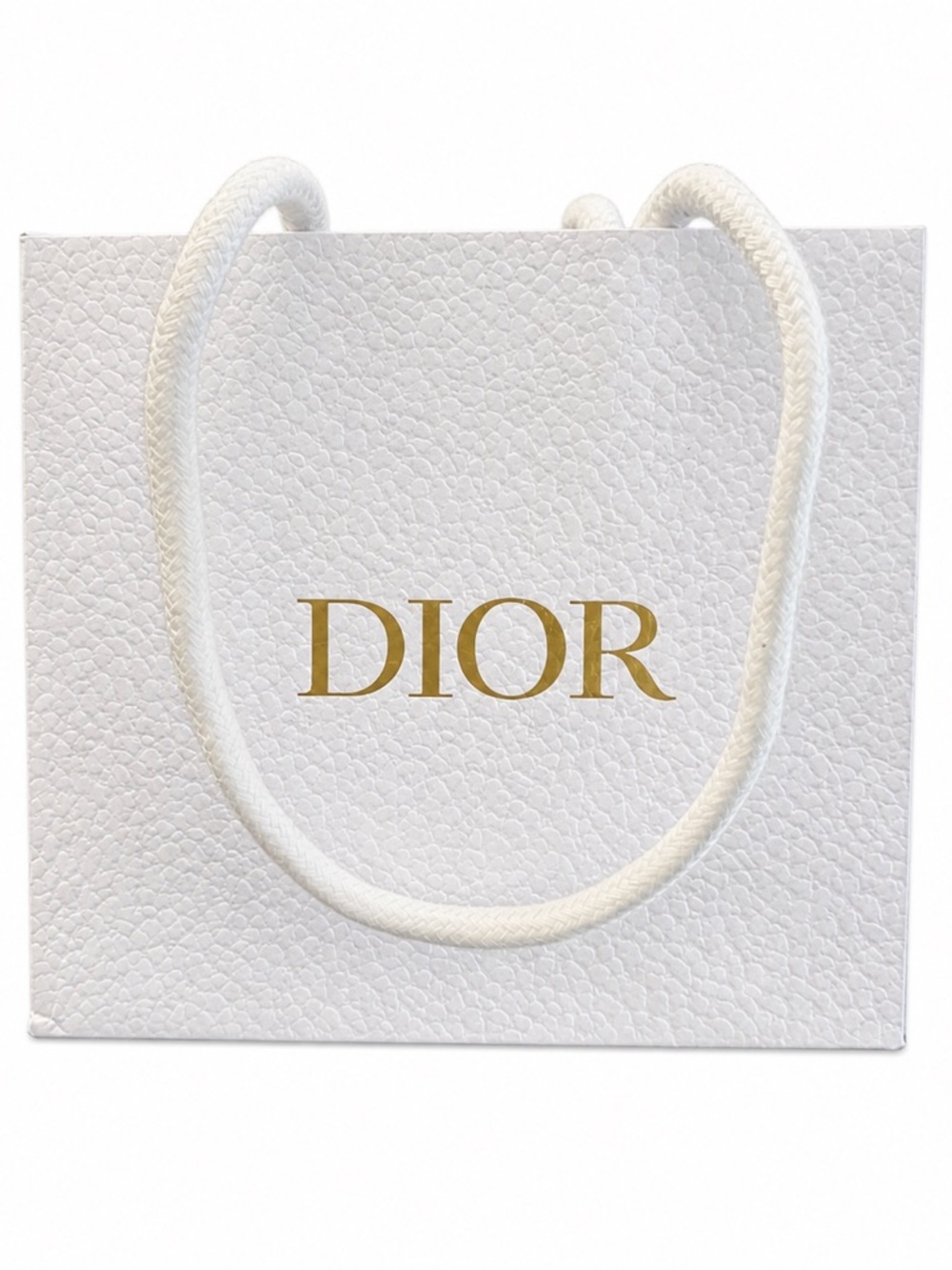 Dior White Shopping Bag with Gold Logo